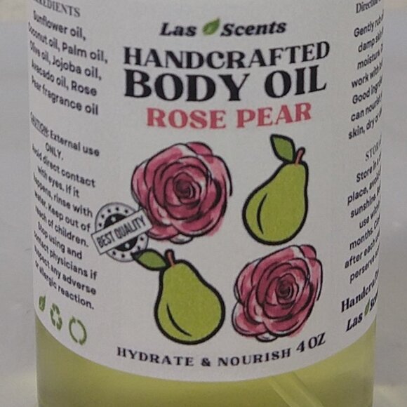 Handcrafted Rose Pear Perfumed Body Oil Body Juice Mist Sprayer Fast Absorption - Picture 6 of 10
